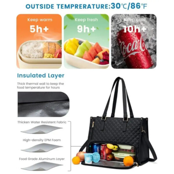 Convenient Commute New Lunch Bag Women's Insulated Lunch Box Women's Leak-proof Large Purse Diagonal Computer Storage - Image 7