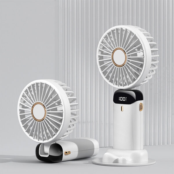 USB Rechargeable Mini Portable Handheld Electric Fan Foldable Neck Hanging Outdoor Fan Adjustable 5 Speed Powerful Air Cooler - Image 2