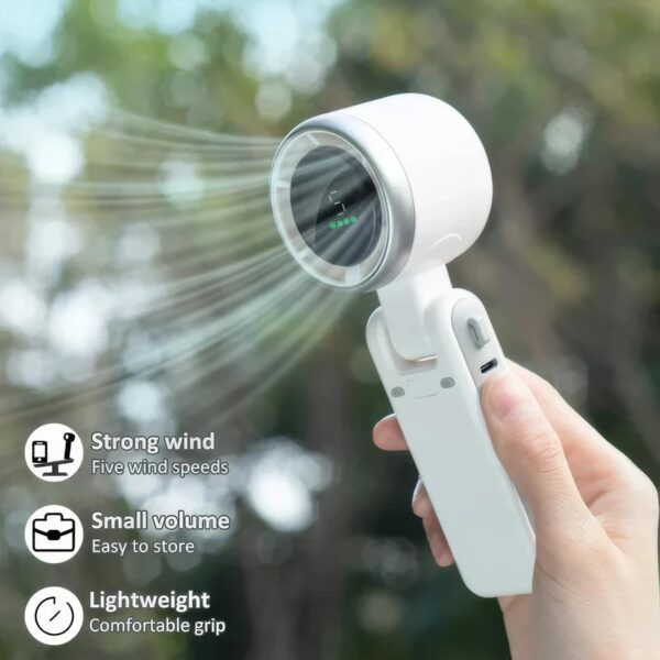 Hanging Neck Outdoor 180 Degree Folding Desktop Mini Fan Hand-held Folding High-speed Powerful Turbo Fan - Image 5