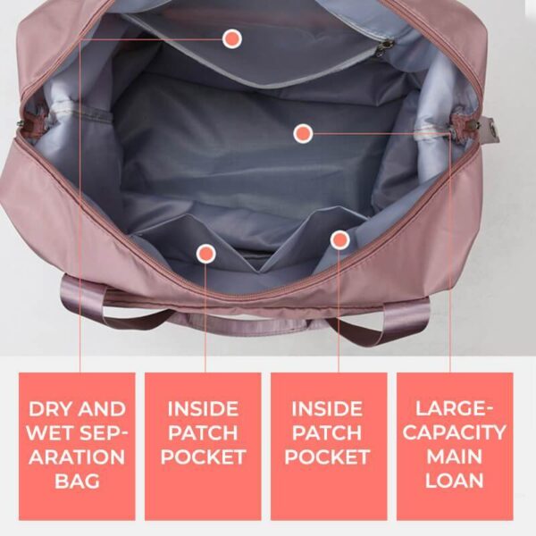 Foldable Storage Travel Bag Waterproof Large Capacity Gym Fitness Bag Weekender Overnight For Women - Image 5